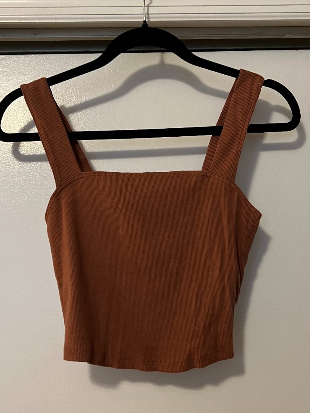 Abercrombie & Fitch Rust Brown Ribbed Square Neck Crop Tank